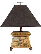 Vintage Frederick Cooper Chicago Chinoiserie Tole Tea Tin Box Table Lamp 21