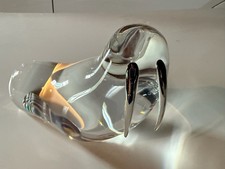 Rare Signed Steuben Walrus with Sterling Silver 1977 by Paul Schulze (1934-2010) picture
