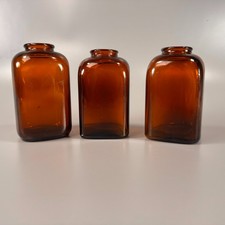 Lot of 3 Vintage Amber Glass Medicine Bottles | Apothecary | Snuff | Pharmacy picture