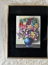Vintage Manifestations Floral Bouquet Foil Art Framed Gold Moody Flowers picture