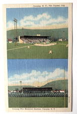 VTG 1948 CORNING NY Postcard WAR MEMORIAL STADIUM BASEBALL GAME Teich Archives M picture