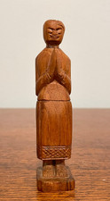 Hand Carved Thai Sawasdee Lady Wooden Figurine Praying Woman 5