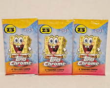 3x 2025 Topps Chrome SpongeBob 25th Anniversary Value Pack (4 Cards) NEW, SEALED picture