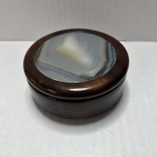 Vintage Unique  Agate Circle Shape Trinket Box picture
