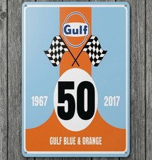Gulf Racing 1967 - 2017 Blue & Orange 8 x 12 Novelty Metal Sign USA Made New picture