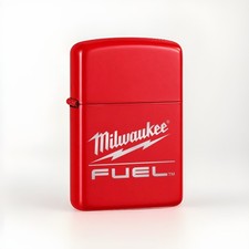 Milwaukee FUEL Red Windproof Flip Top Lighter Refillable Collectible picture