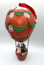 Vintage Large Hot Air Balloon Santa Reindeer Frosty Frohes Fest Christmas Decor picture