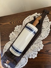 Vintage Primitive Wall Mount Wooden Holder For Stoneware Crock Rolling Pin picture