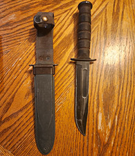 Camillus USN MK2 Fixed Blade Fighting Knife w/ Sheath WWII Original USA picture
