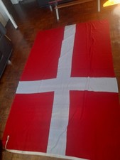 Vintage line Danish Flag huge 8 x 5 Denmark Antique Textile Art picture