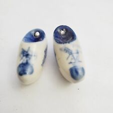 Vintage Delft Blue Holland Dutch Ceramic Hand Painted Mini Clogs Shoes 1 1/8