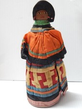 ANTIQUE SEMINOLE / MICCOSUKEE INDIAN DOLL FLORIDA PALMETTO BASE OLD QUILTING picture