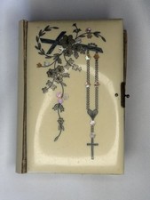 Antique French Missal Prayer Book Celluloid Inlaid Mother of Pearl c.1890 Latin picture
