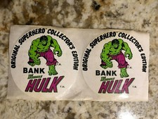 Original NOS Stickers,1978 Incredible HULK SUPERHERO PIGGY BANK, MARVEL COMICS picture