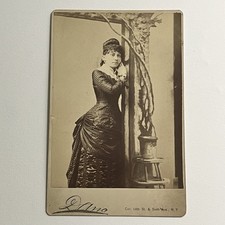 Antique Cabinet Card Photograph Beautiful Young Woman New York NY Dramatic Pose picture
