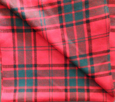 Vintage Wool Red & Green Tartan Plaid Fabric 97