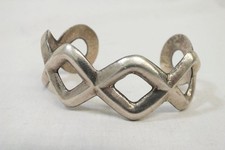 Vtg Native American Navajo Sandcast Sterling Silver Bracelet Cuff Modernist picture