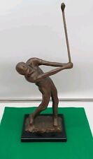 Vintage Brass/Bronze Golfer Figurine Statue Paperweight Bookend Doorstop 15
