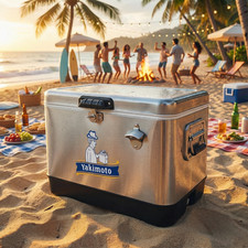 Yakimoto 54Qt Stainless Steel Hard Sided Beach Cooler Box, Coastal Party Bucket picture