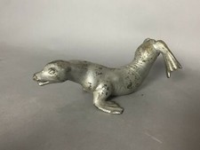 UNUSUAL ANTIQUE ARCHITECTURAL GARDEN FIGURAL METAL SEAL SPIGOT OR FOUNTAIN HEAD picture