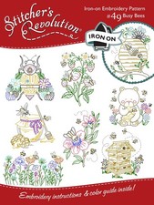 Stitcher's Revolution 49 BUZZING BEES Floral Honey Embroidery Transfer Pattern picture