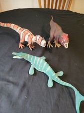 Lot Of 3 Schleich Dinosaurs Tyrannosaurus Majungasaurus And Mosasaurus picture