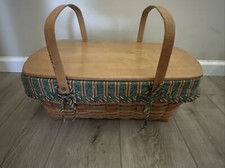1996 Collector's Edition Longaberger Large Picnic Basket w/ Lid, Liner, & Insert picture