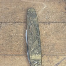 Vintage ARNEX Solingen Hunting Dog Watch Fob Folding Pocket Knife Case Germany picture