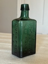 Rare Mid 19th Century G W Merchant Lockport New York Green Apothecary Bottle picture