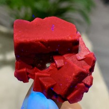 26G Natural black rose fluorescent cube fluorite specimen glow under UV light picture