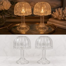 Vintage Godinger Shannon Crystal Fairy Lamp Large Pair Votive Candle Holders 12