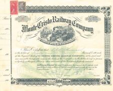 Monte Cristo Railway Co. - Washington Railroad Stock Certificate - Branch Line o picture