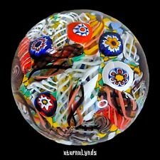 Vintage John Gentile Art Glass Millefiori Paperweight Abstract Latticino Signed picture