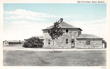 HAYS KANSAS MILITARY OLD FORT + MONUMENT LOT OF 2 POSTCARDS c1920-30s picture