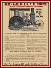 1912 Hart Parr 40 BHP Oil Tractor, Charles City Iowa NEW Metal Sign: 12x16