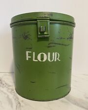 Two's Company Metal Canister Flour Tin Green Large Heavy Duty Modern Farmhouse picture