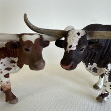 Retired NWT Schleich Texas Longhorn Cow Ox Lot Brown White Spotted 13685 13721 picture