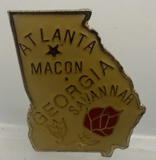 Vintage Georgia Souvenir State Epoxy Enamel Lapel Pin With Capital City Star picture