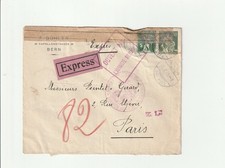 1915 Switzerland Bern Paris Express Letter Censored WW1 Military Authority picture