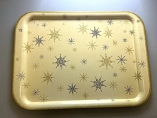 Serving Tray Metal 1950s MCM Atomic Retro Starburst Snowflake Barware TV Decor picture