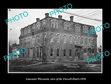 Lancaster Wisconsin View Of The Farwell Hotel c1920 Old Large Historic Photo picture
