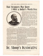 Original 1905 Dr Shoop's Restorative Quack Medicine Snake-Oil Antique Print Ad picture