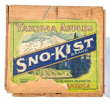 Vtg 1940's Pine Wood Wooden Yakima Sno-Kist Apples Advertising Fruit Crate picture