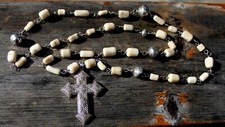 Large Handmade Old Sterling Silver & Enamel Beads Priest Rosary 40
