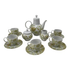 Heinrich Germany Primavera Green Floral Tea Or Coffee Set Teapot Cups Saucer MCM picture