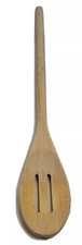 Wood Slotted Stirring Serving Spoon 11.75” Long 1.75” Widest Part Natural picture