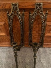 Homco Vintage Ornate Gothic Wall Sconce Candle Holders Pair picture