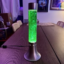 Vintage Y2K Green Glitter Motion Lamp 15” Silver Base Sparkle Lava Style Working picture