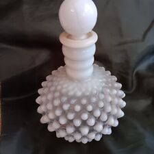 Vintage 30's-50's Fenton Hobnail Moonstone Perfume Bottle w/Cork Stopper picture