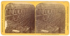 MINNESOTA STEREOVIEW - Duluth Area Railroad Bridge - WH Illingworth 1870s picture